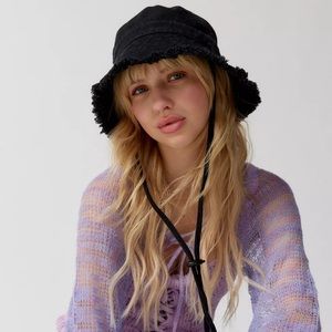 Urban Outfitters Frayed Black Bucket Hat